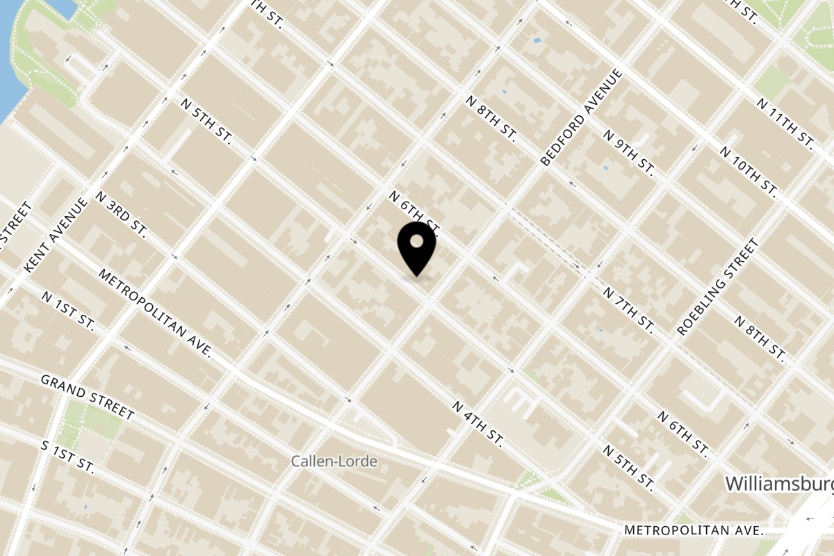 Map showing the location of Juliette Restaurant on 135 N 5th St in Brooklyn